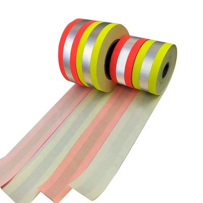 ジャケットのための赤く青い反射綿織物のFluoの黄色く赤い青のこんにちは気力の反射ストリップ