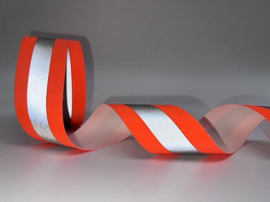 綿の耐火反射テープ 7.5cm 幅 オレンジ-シルバー-オレンジに縫い